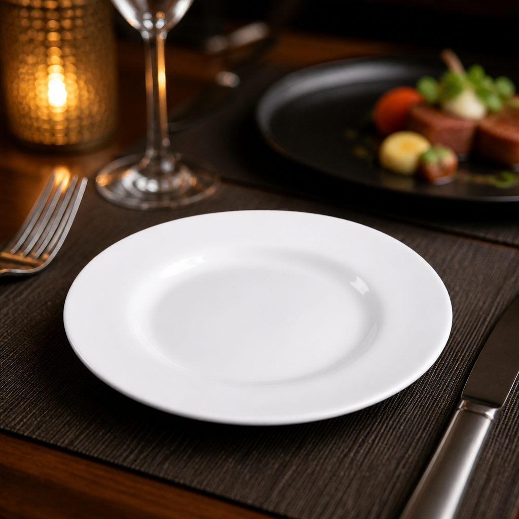 Wide Rim Plates 150mm Porcelain for Elegant Dining (Pack of 6)