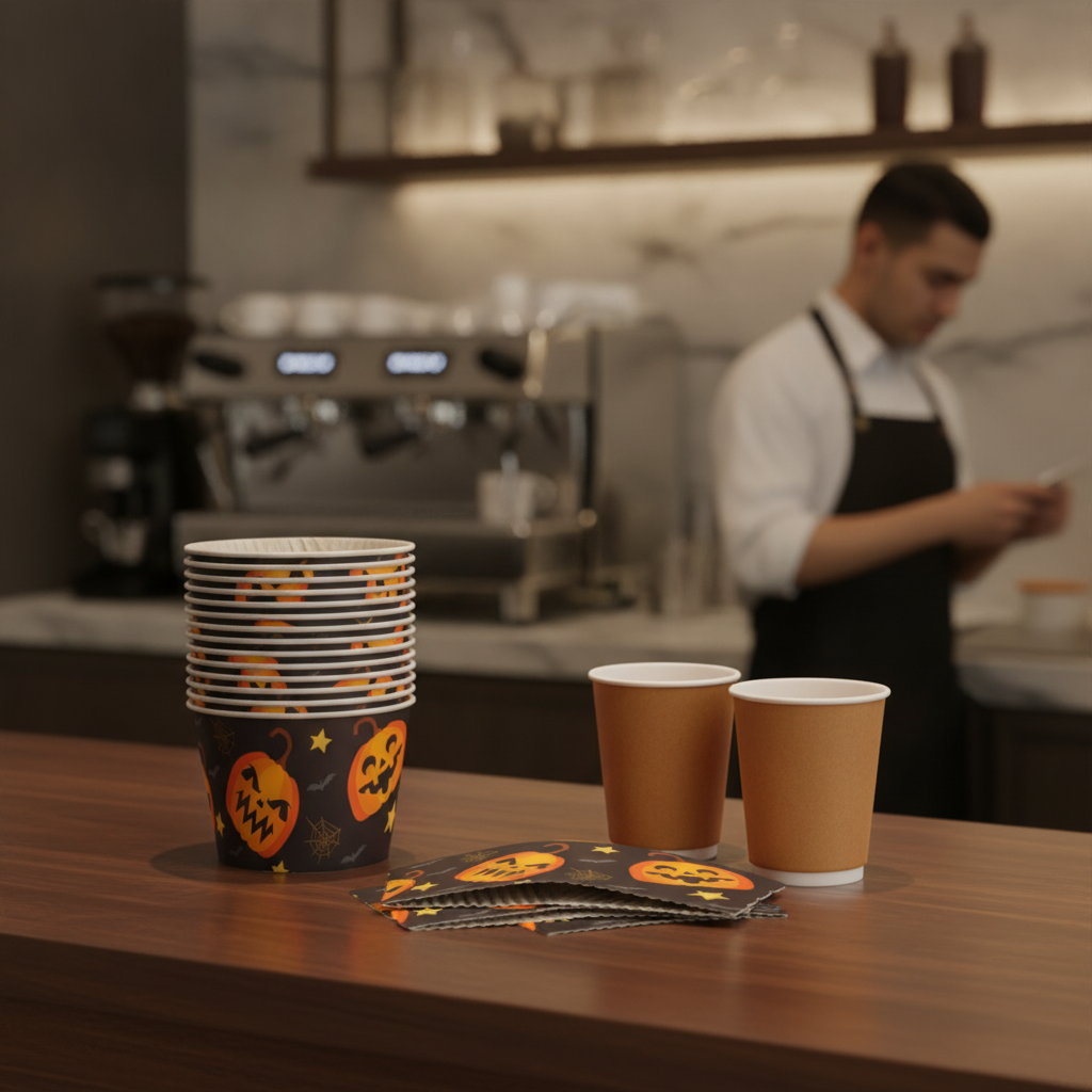 Paper Halloween Cup Sleeves for 12oz Hot Cups (Pack of 100)