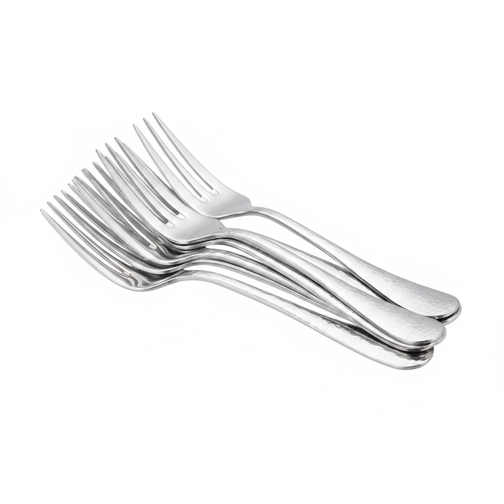 18/10 Stainless Steel Hammered Cake Forks for Catering & Hospitality (Pack of 12)