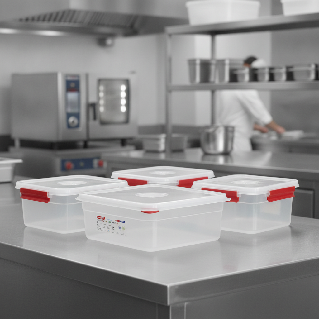Polypropylene 4L Gastronorm Food Containers for Professional Kitchens (Pack of 4)