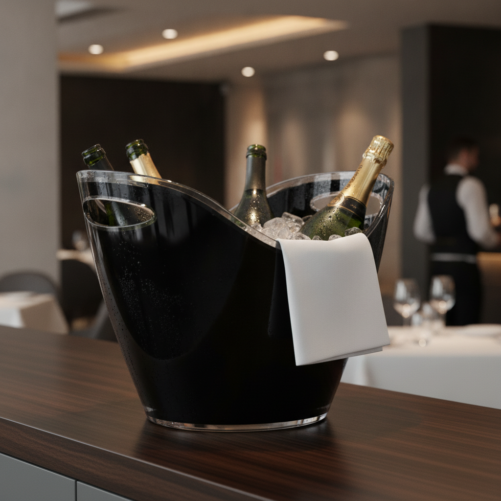 Acrylic Black Wine and Champagne Bucket 255mm for Events & Parties