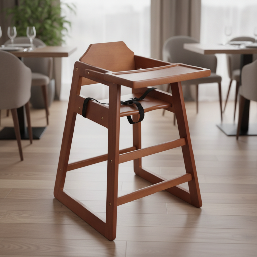 Wooden High Chair Dark Wood 500x510mm for Safe Mealtimes
