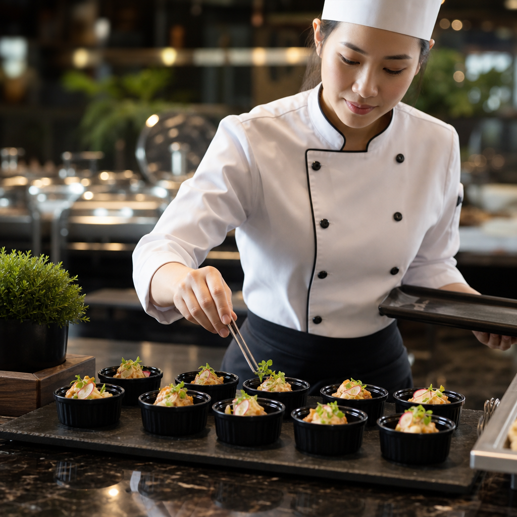 Ramekins 120ml Black Melamine for Buffets & Catering (Pack of 12)