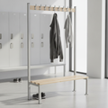 Steel Coat Hanger Bench 1200mm with Ash Wood Slats for Leisure Facilities