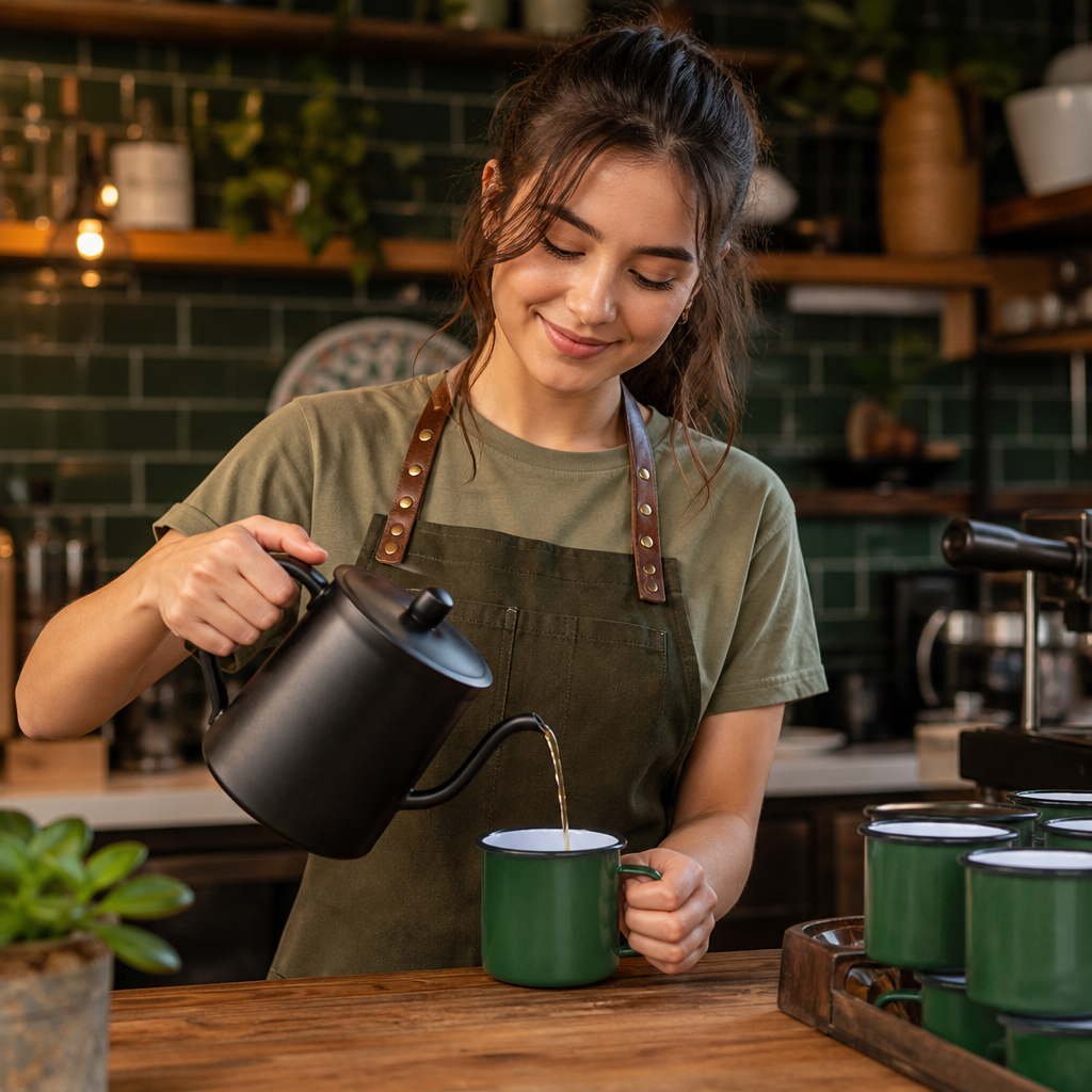 Mugs 350ml Green Glass for Quirky Cafés (Pack of 6)