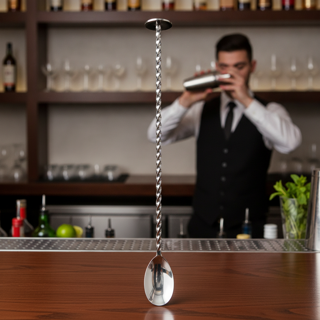 Stainless Steel Cocktail Spoon with Masher 280mm for Bartending