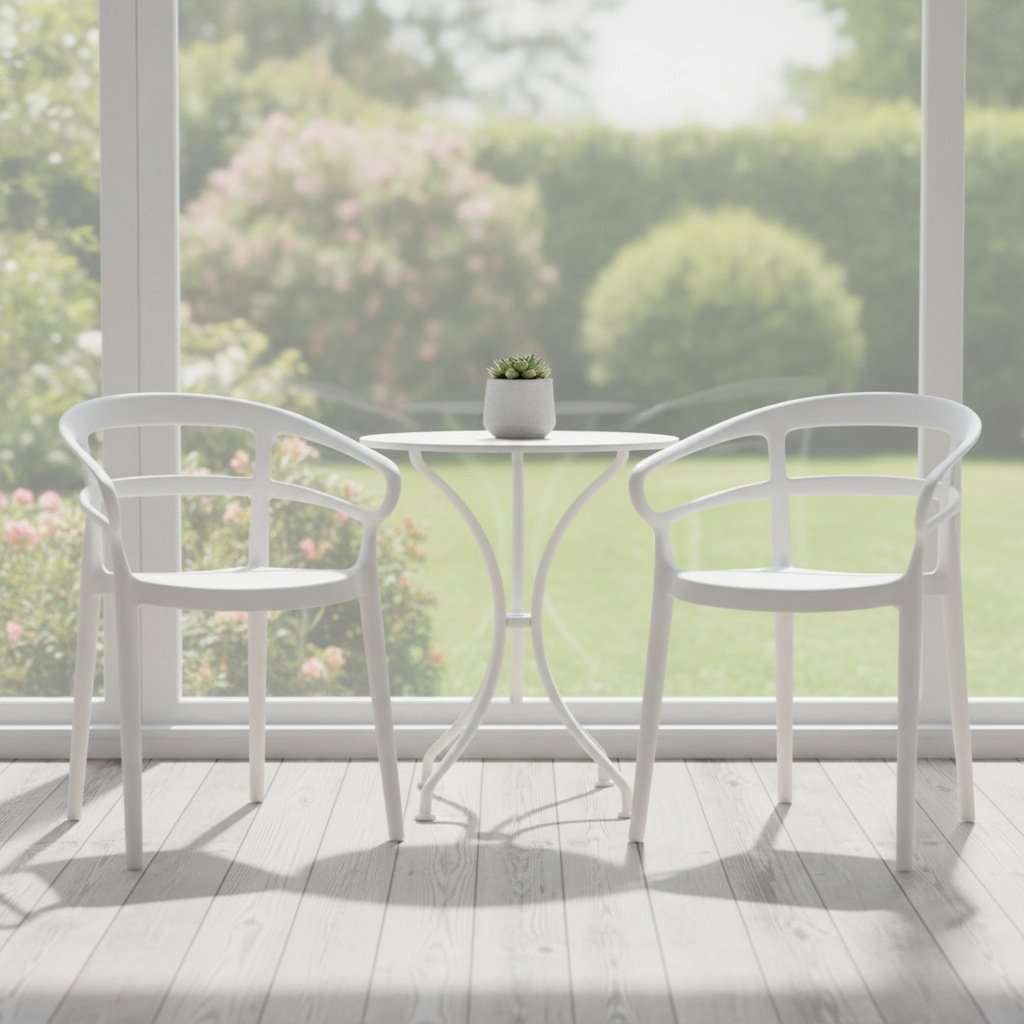 White Polypropylene Café Chairs 760mm for Indoor & Outdoor Use (Pack of 2)
