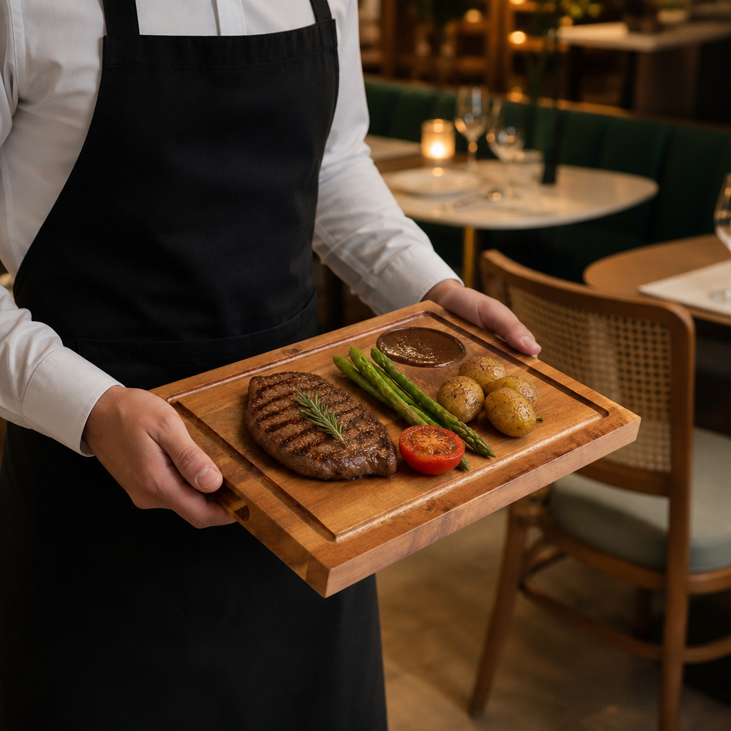 Hardwood Acacia Steak Board for Serving Hearty Dishes (Pack of 6)