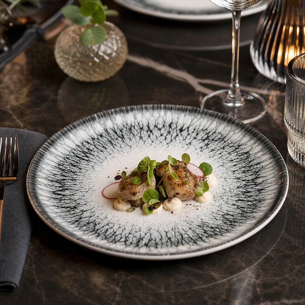 Coupe Plates 165mm Black Ceramic for Elegant Dining (Pack of 12)