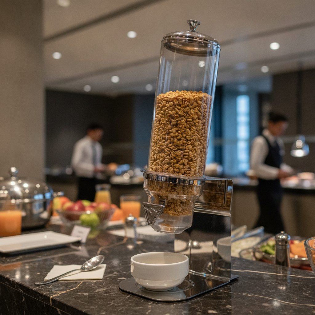 Stainless Steel Cereal Dispenser 4L for Breakfast Buffets