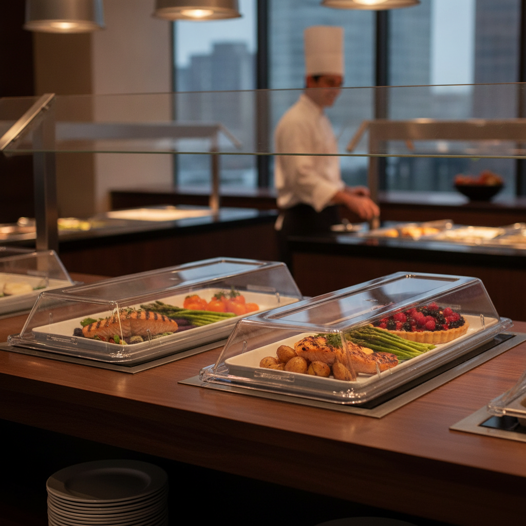 Clear Tritan Rectangular Buffet Covers 560x153mm for Food Displays (Pack of 2)