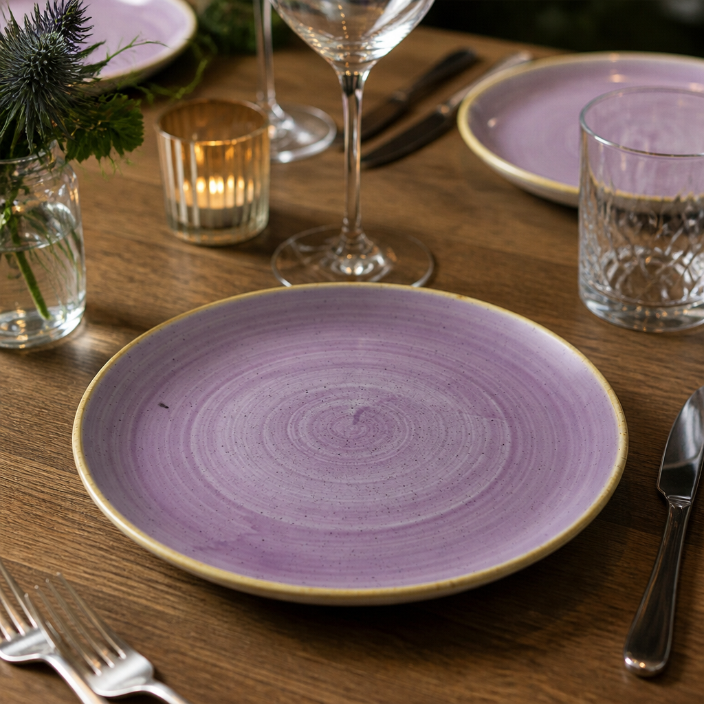 Coupe Plates 220mm Purple Vitrified Ceramic for Elegant Dining (Pack of 12)