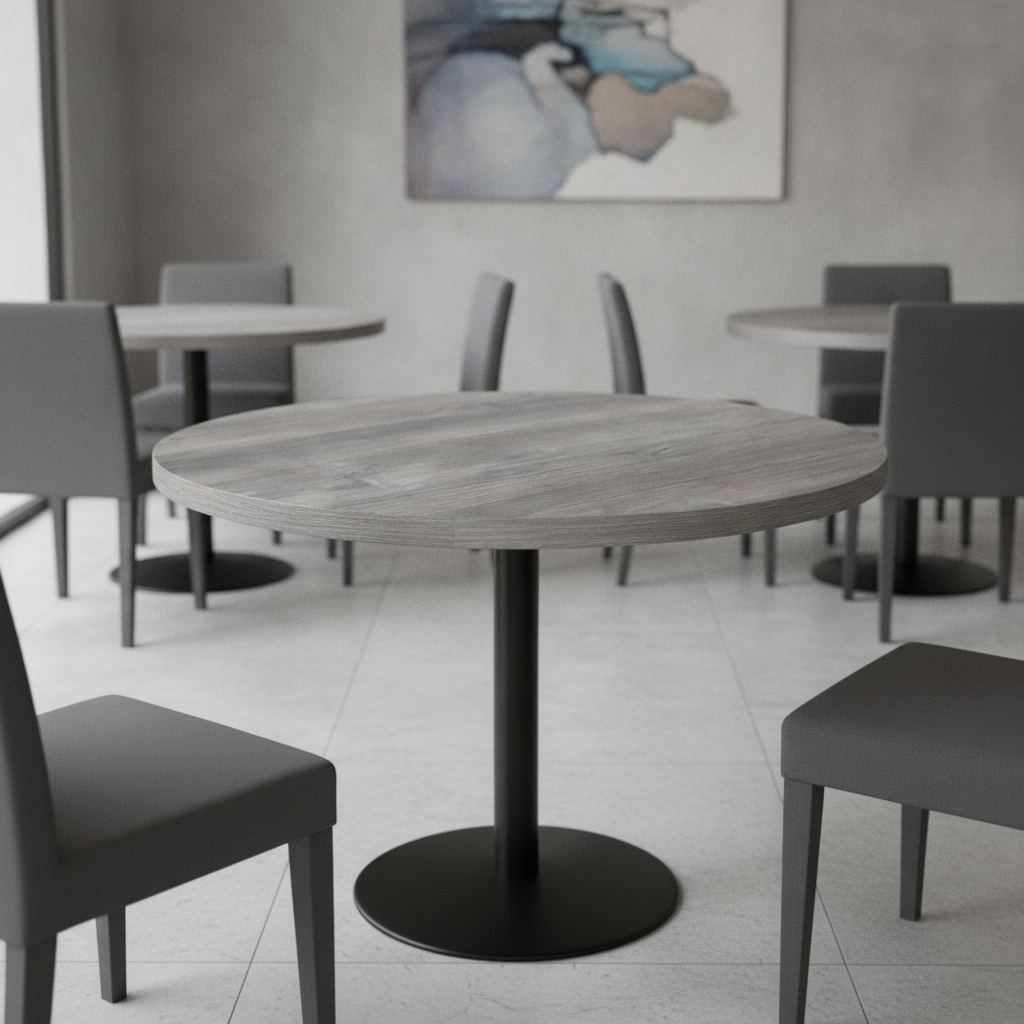 Round Grey Melamine Table Top 600mm for Dining Areas
