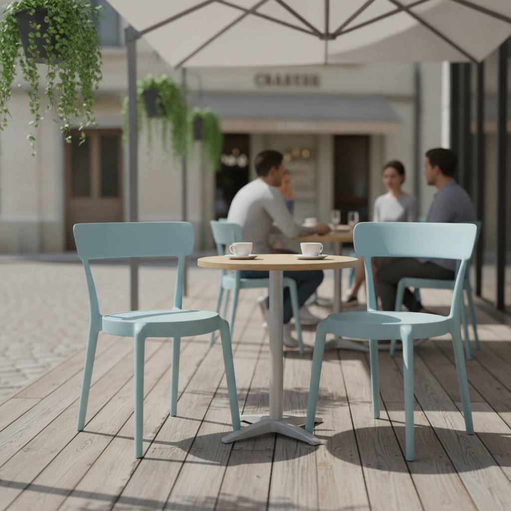 Polypropylene Icy Blue Café Chairs 794mm for Indoor & Outdoor Use (Pack of 2)
