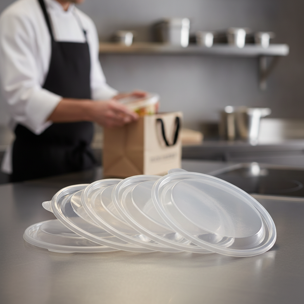 Polypropylene Small Round Food Container Lids 375ml for Home Delivery (Pack of 500)