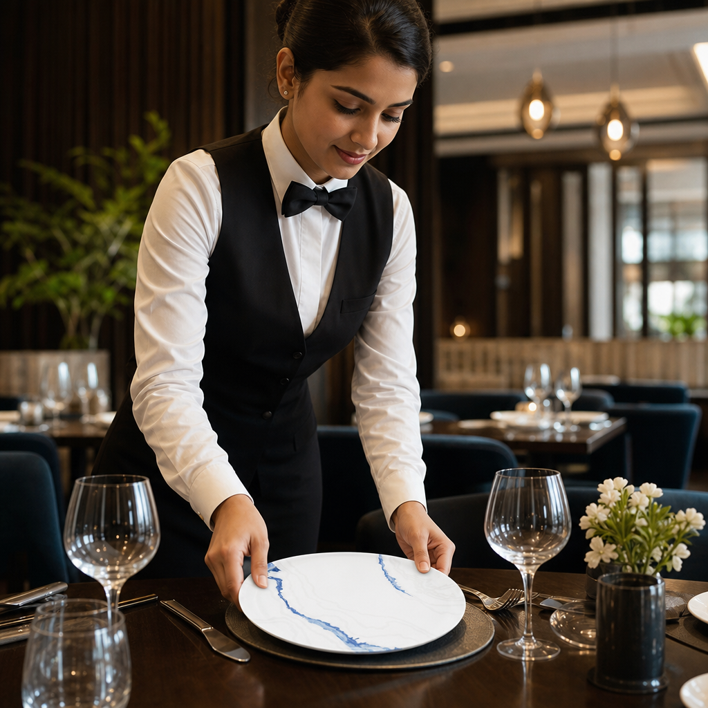 Walled Plates 260mm Blue Vitrified Ceramic for Premium Dining (Pack of 6)