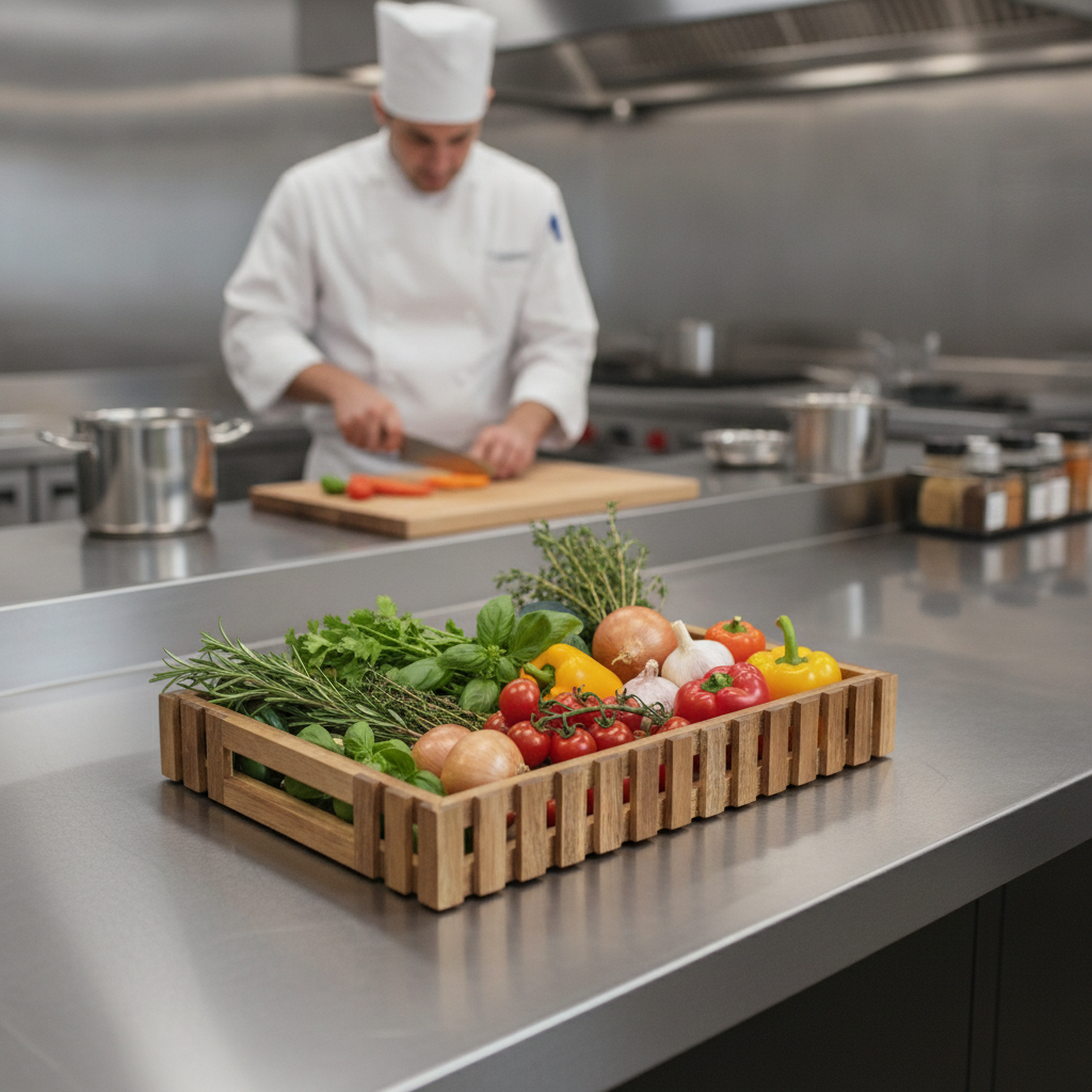 Acacia Wood Rectangular Storage Box 355x255mm for Organizing Ingredients