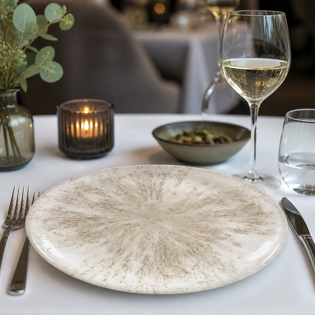 Stone Coupe Plates in Agate Grey for Fine Dining (Pack of 12)