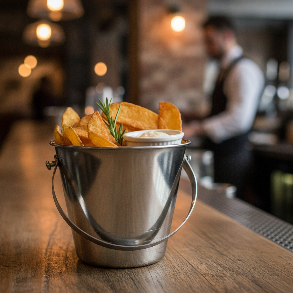 Stainless Steel Mini Chip Bucket 500ml for Pub Serving