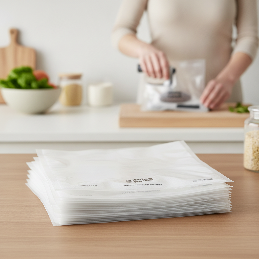 Home Compostable Vacuum Pouches 300x300mm for Food Storage (Pack of 200)