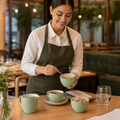 Super Vitrified Ceramic Green Sugar Bowls 236ml for Beverage Service (Pack of 12)