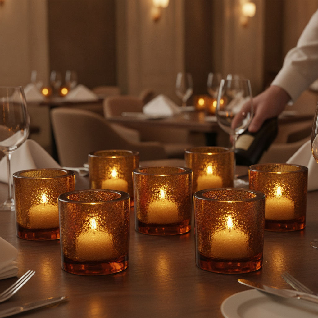 Amber Jewel Tealight 70mm for Restaurants & Events (Pack of 6)