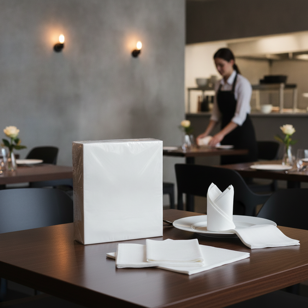 Linen-Style White Dinner Napkins 40x40cm for Events (Pack of 500)