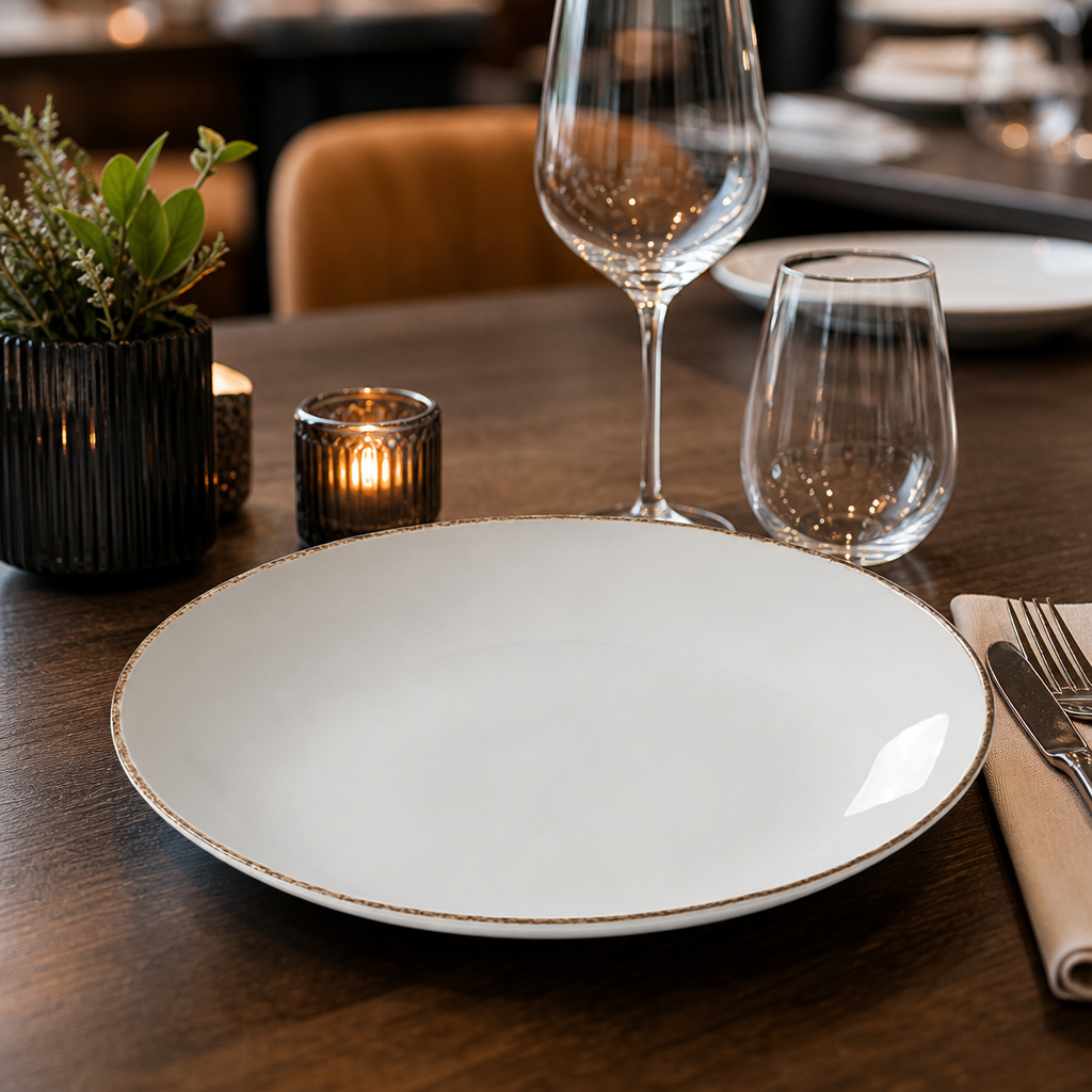 Coupe Plates 230mm Brown Porcelain for Modern Dining (Pack of 24)