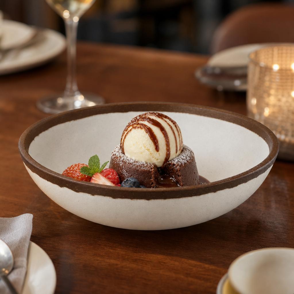 Melamine Low Bowl 165mm Cream for Serving Desserts