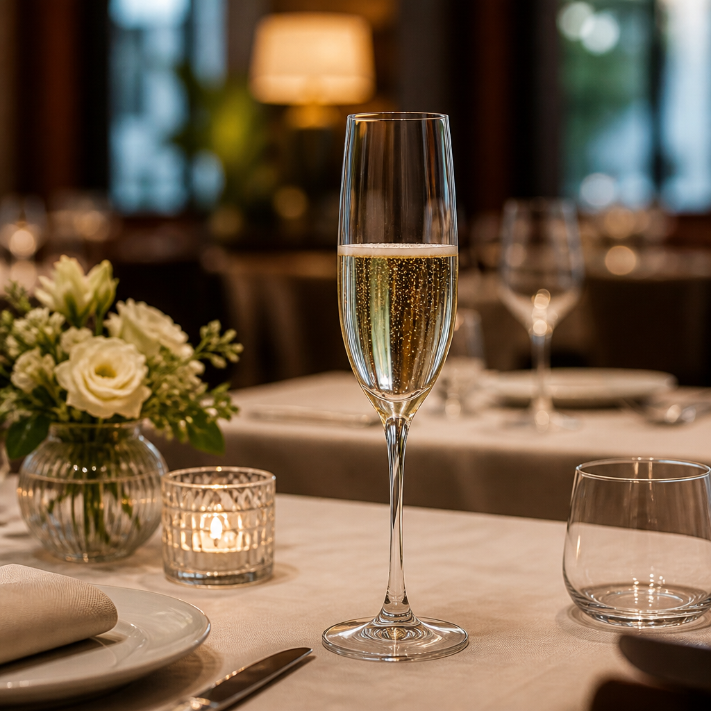 Crystal Champagne Flutes 180ml for Elegant Table Settings (Pack of 6)