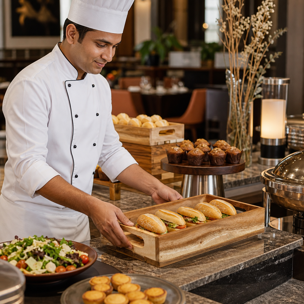Wooden Crate with Rustic Finish for Buffet Display