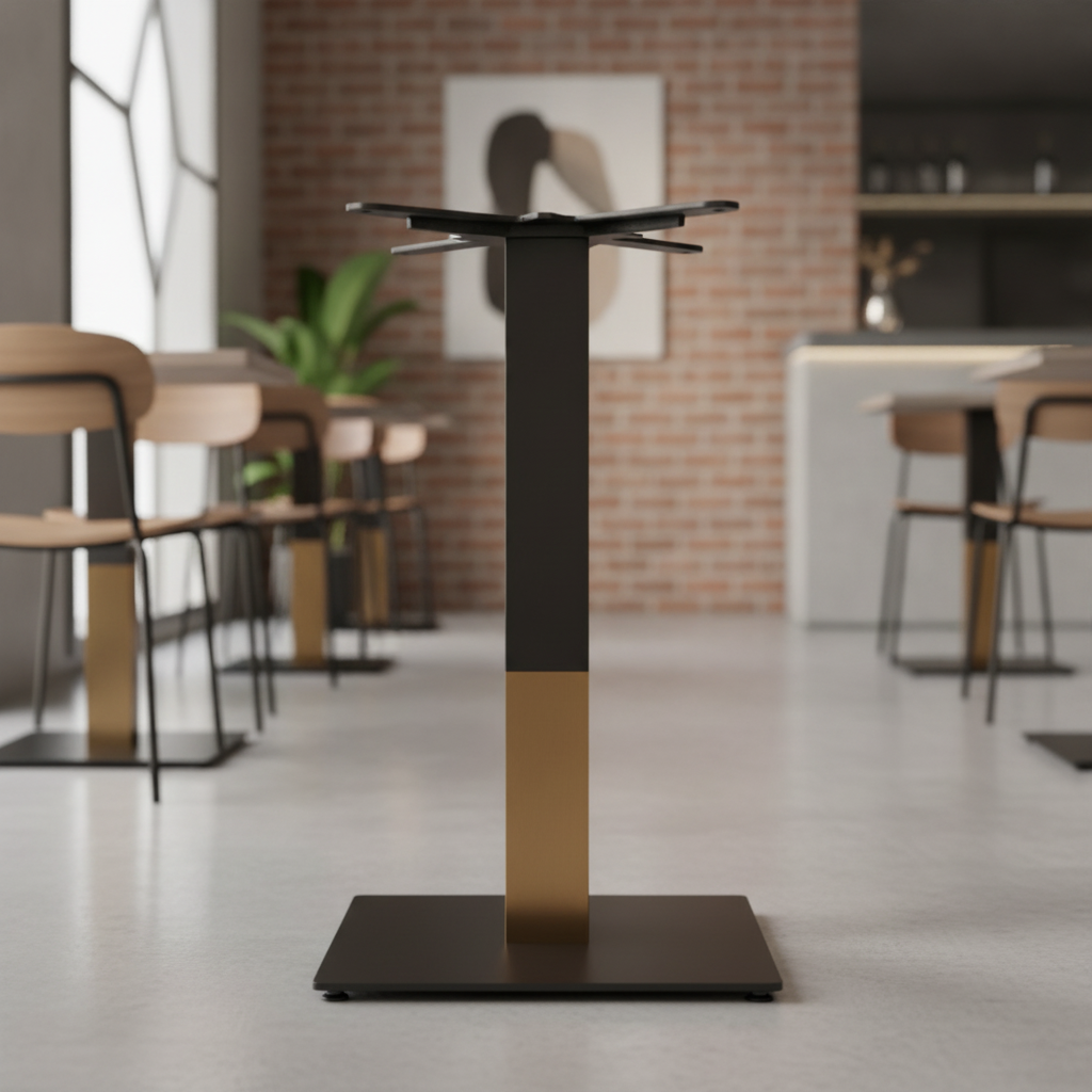 Steel Small Square Dining Table Base Black 400x400mm for Indoor Use