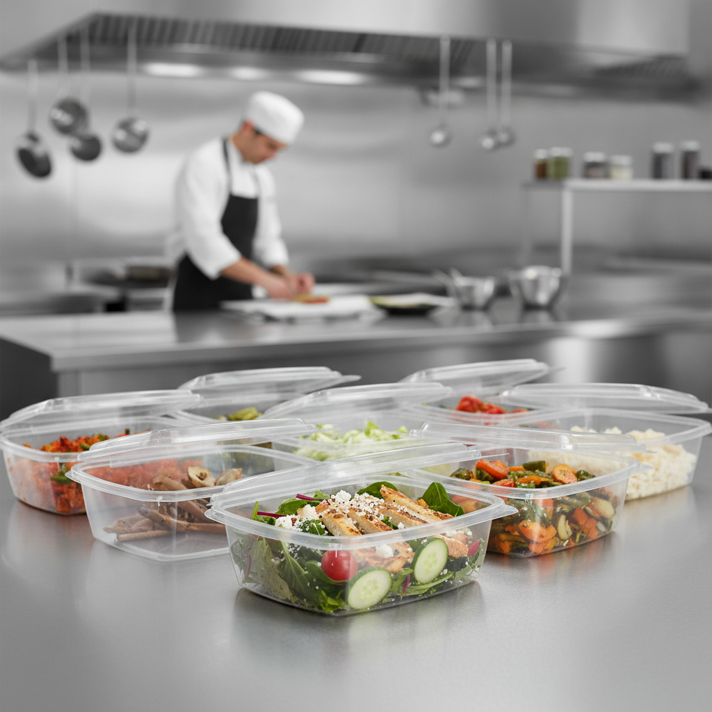 PLA Hinged Deli Containers 32oz for Takeout & Delivery (Pack of 200)