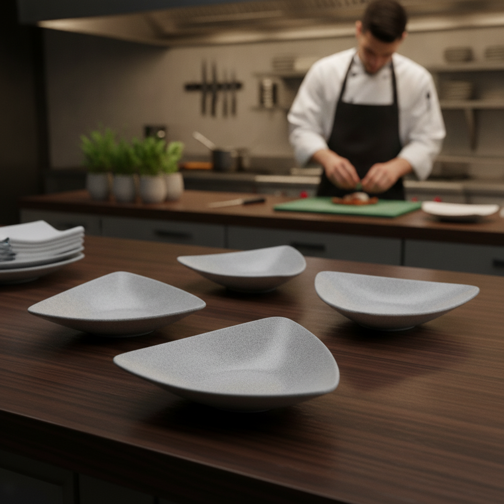 Melamine Triangular Dishes 355mm for Catering & Hospitality (Pack of 4)