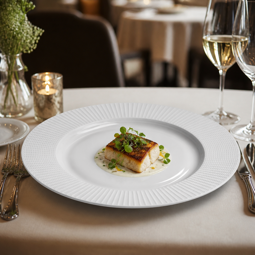 Gourmet Large Well Plates 285mm Porcelain for Restaurants & Hotels (Pack of 6)