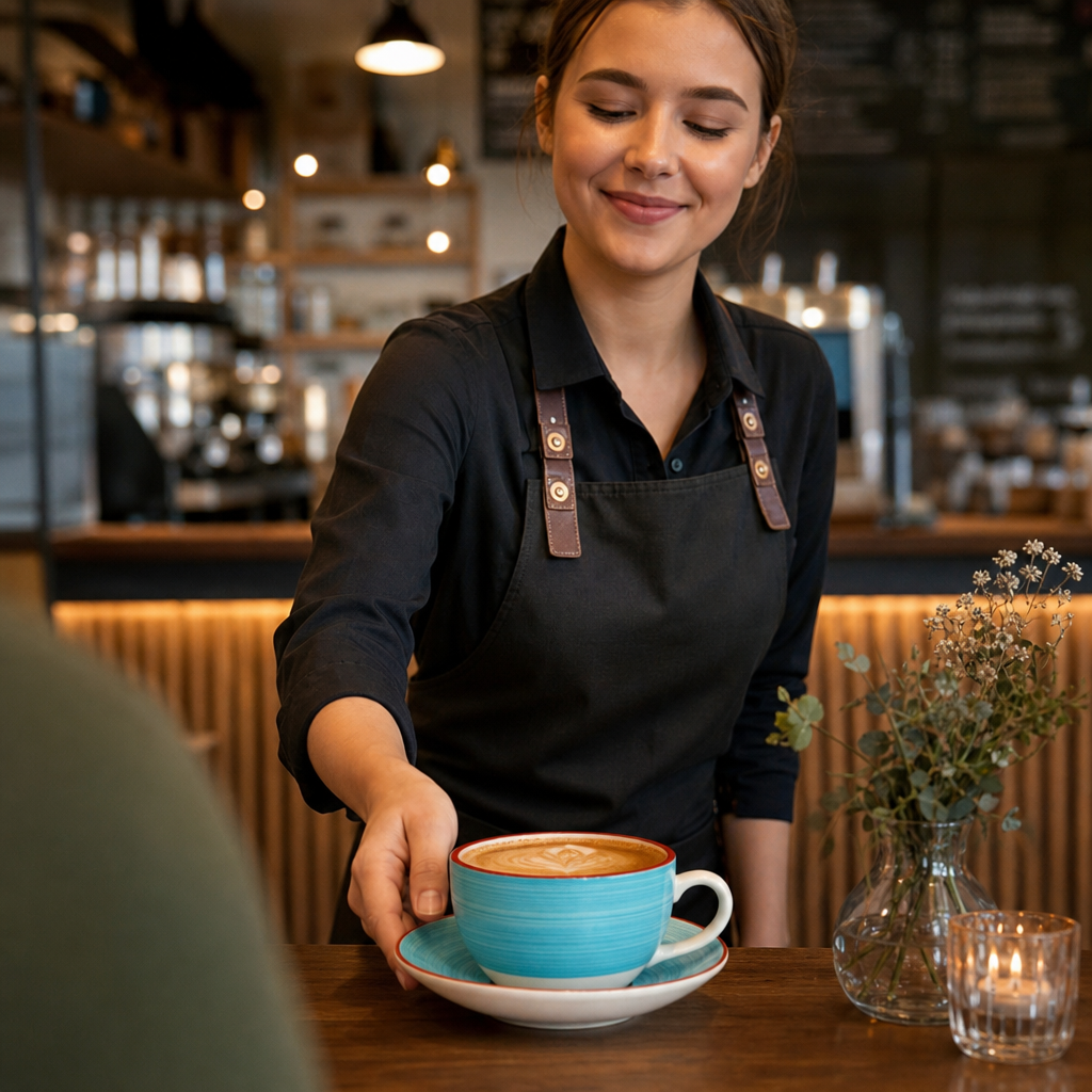 Alumina Low Cups 227ml Blue Vitrified Ceramic for Cafés (Pack of 36)