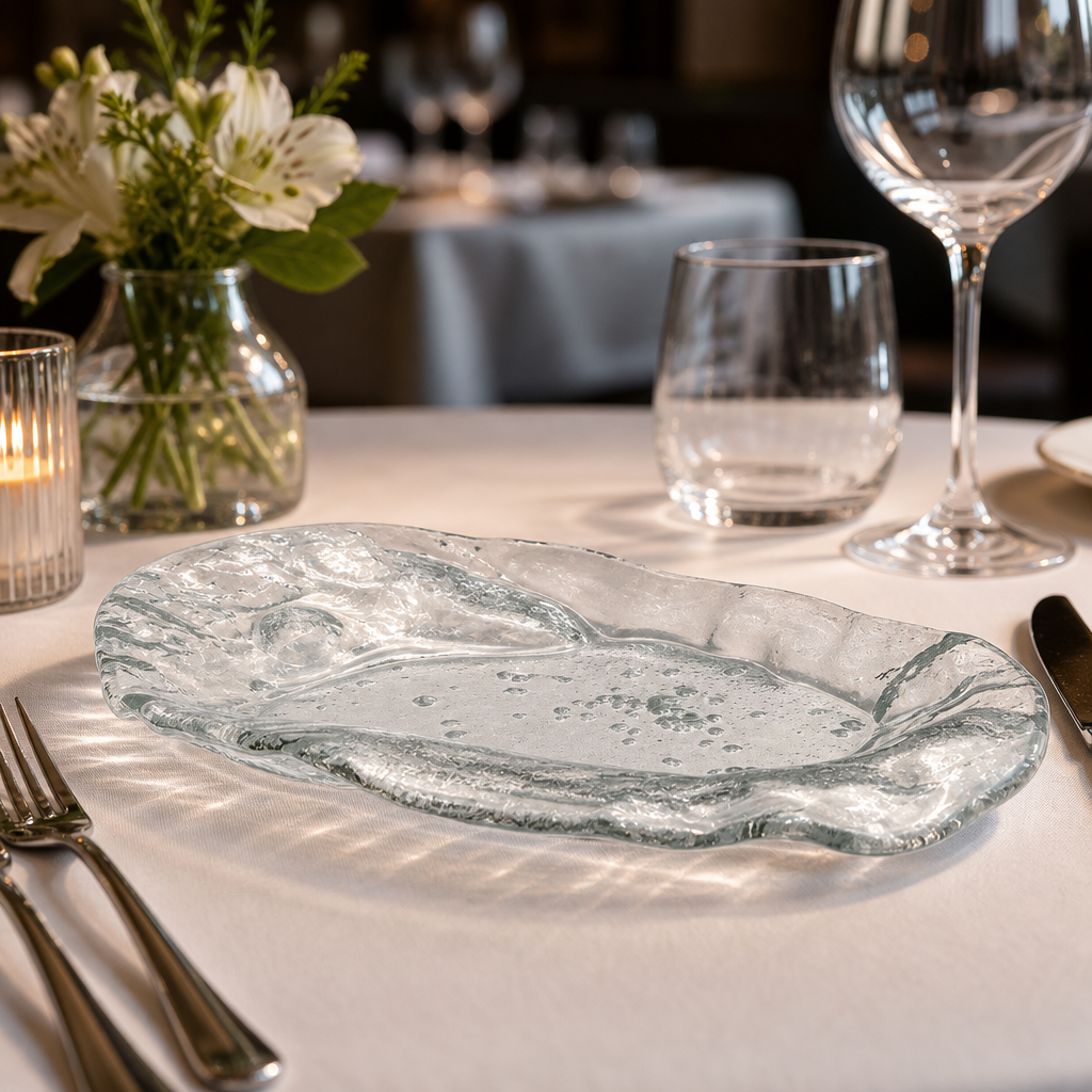 Venus Plates 250mm Clear Glass for Elegant Dining (Pack of 12)