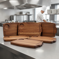 Wood Natural Hardwood Rectangular Serving Boards 340x220mm for Catering (Pack of 6)
