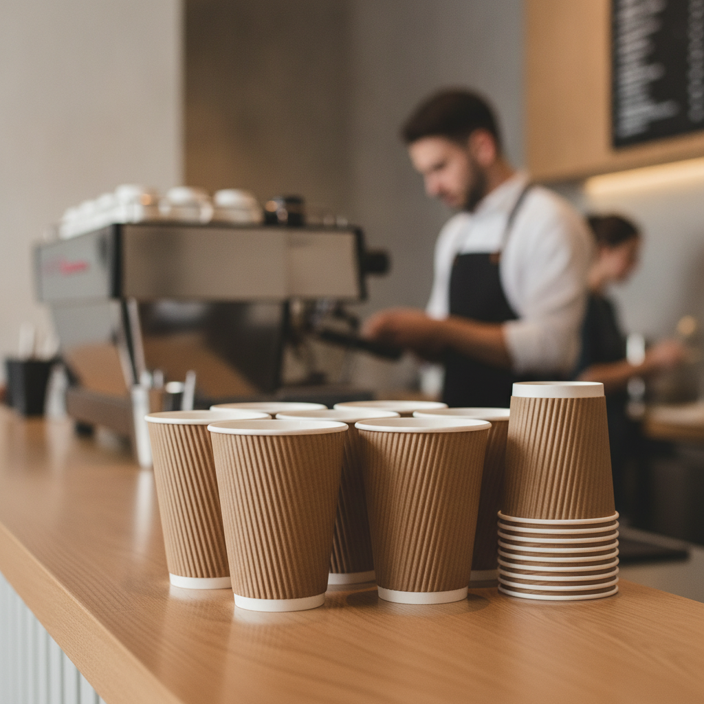 Cardboard Ripple Wall Coffee Cups 455ml for Takeaway Services (Pack of 25)