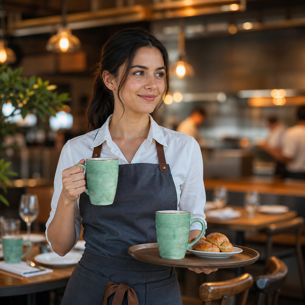 Alumina Mugs 340ml Aqua Vitrified Ceramic for Casual Dining (Pack of 12)