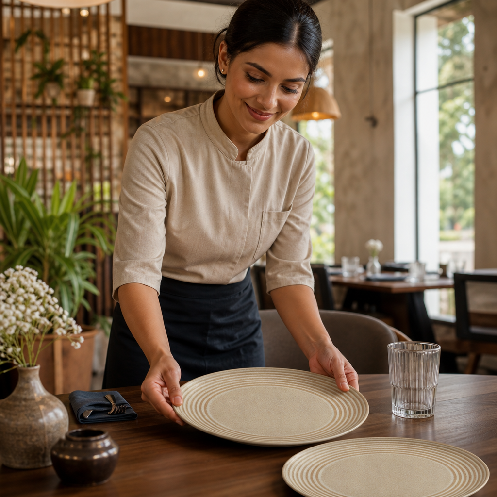 Coupe Plates 235mm Vitrified Stoneware for Dining (Pack of 12)