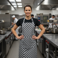 Polycotton Black & White Checked Bib Apron for Kitchen Use