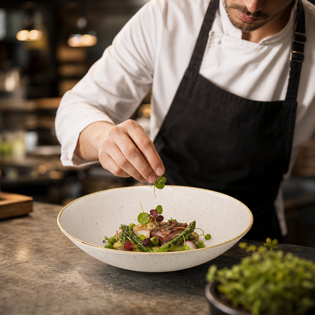 Stonecast Round Coupe Bowls in Barley White for Seasonal Food Presentation