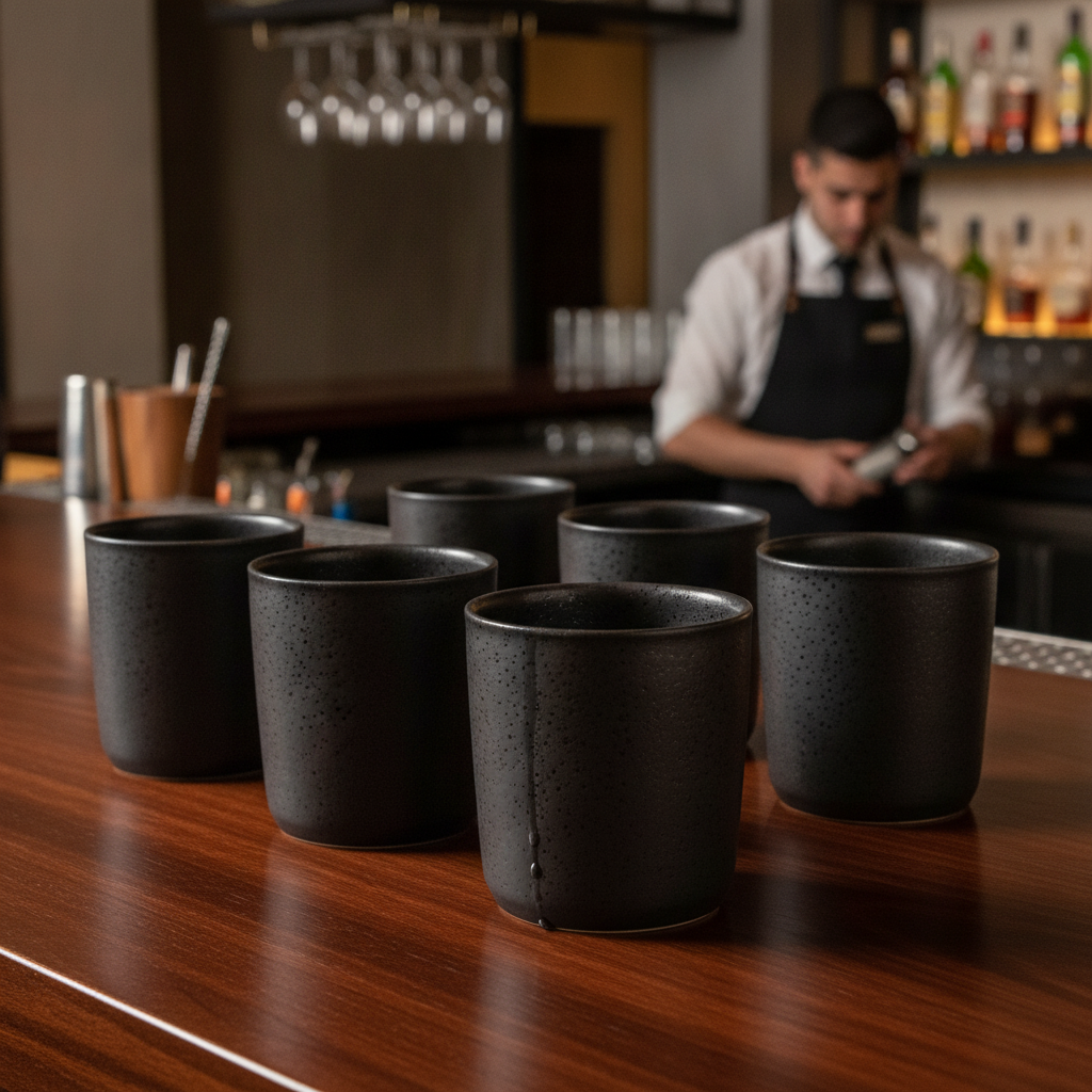 Stoneware Charcoal Tumblers 170ml for Bar Service (Pack of 6)