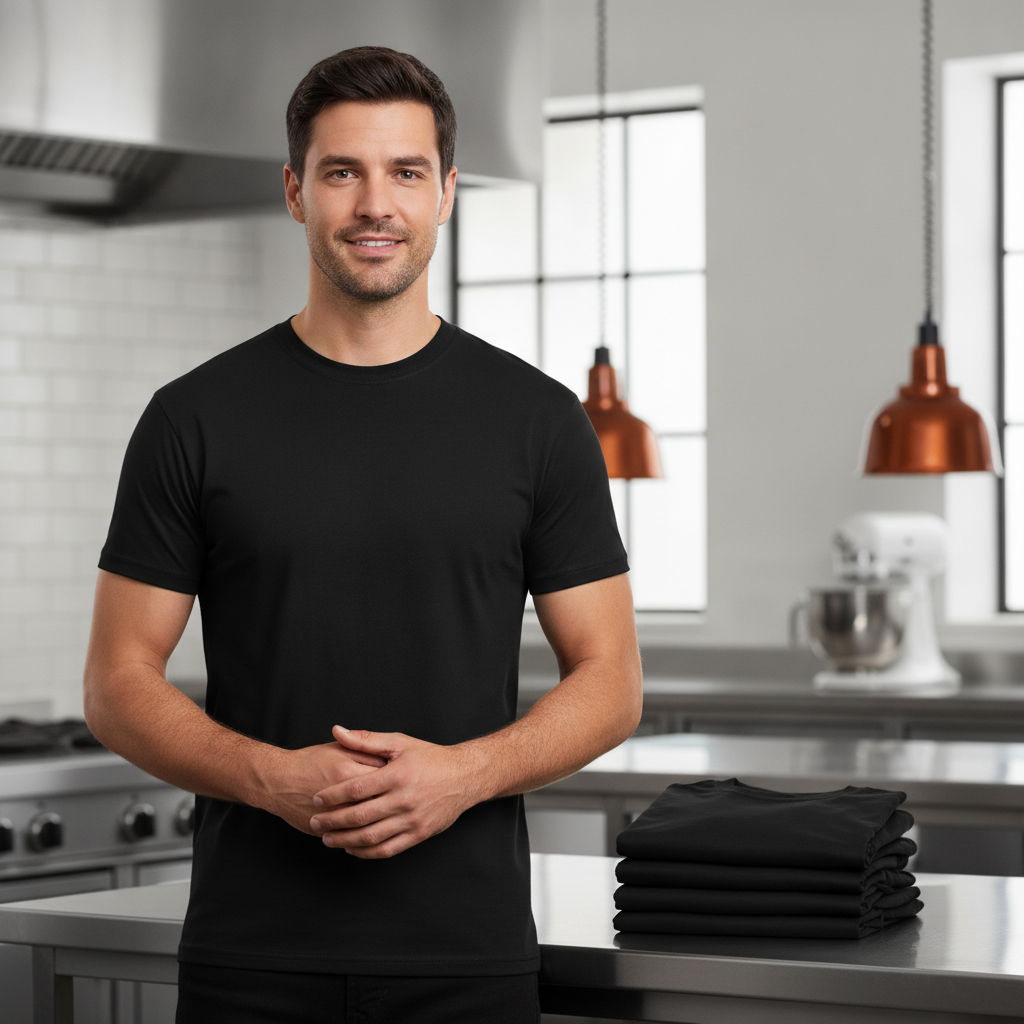 Cotton Black T-Shirts for Hospitality Staff (Pack of 10)