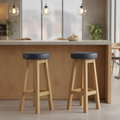 Rubber Wood High Stool with Bison Midnight Seat 760x335mm for Dining Spaces (Pack of 2)