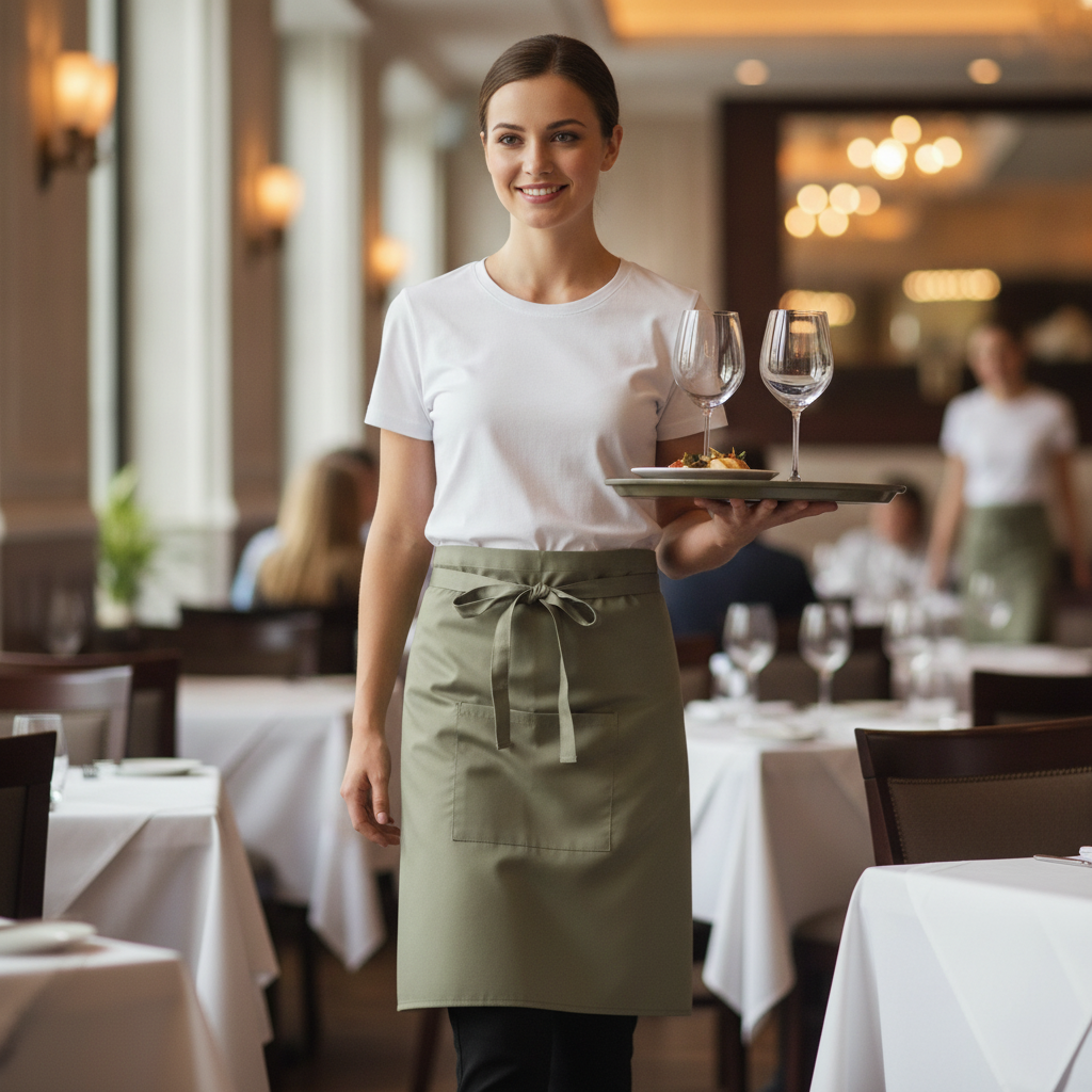 Olive Polycotton Bistro Apron 1000mm for Front of House Service