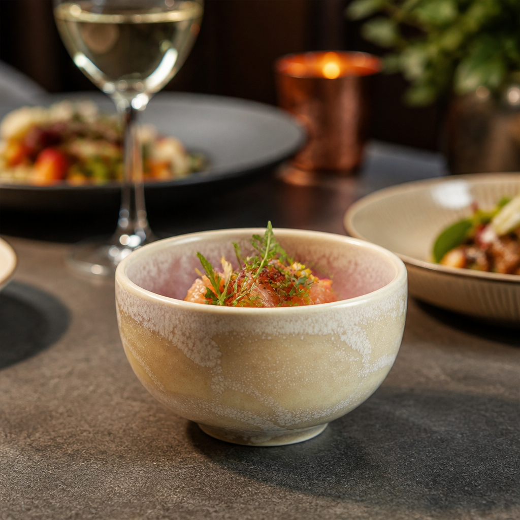 Aurora Vesuvius Rose Quartz Bowls 110mm for All Course Dining