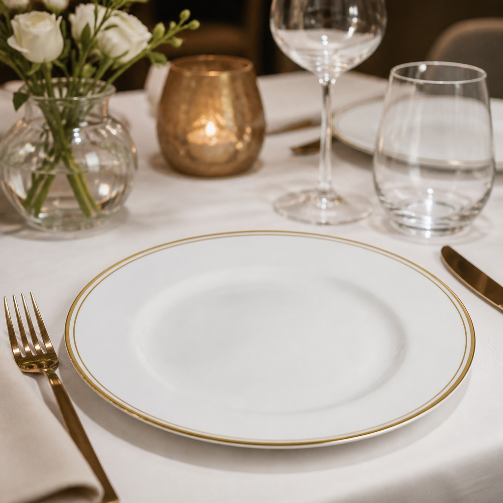 Plates 168mm Gold Bone China for Fine Dining (Pack of 12)