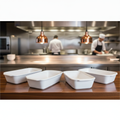 Porcelain Rectangular Baking Dishes 120x250mm for Food Presentation (Pack of 4)